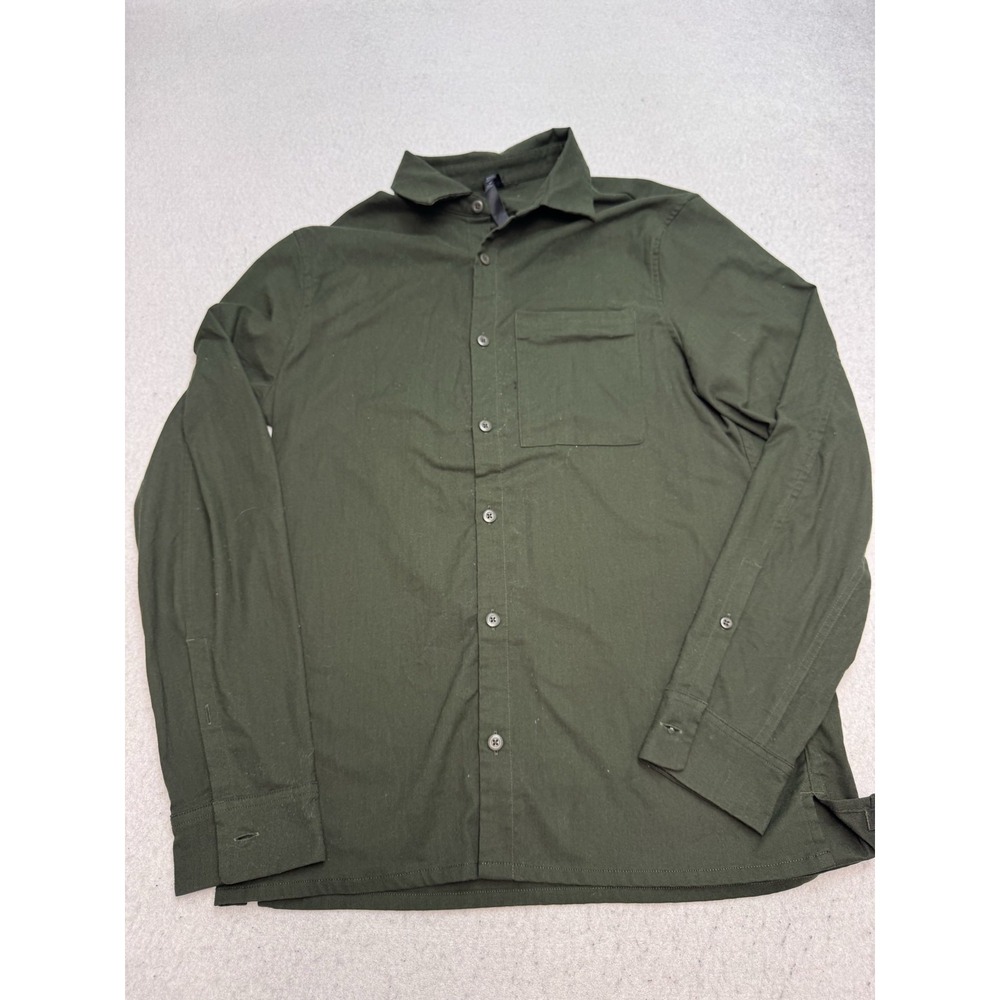 Lululemon Shirt Mens Small Green Solid Long Sleeve Button Up Stretch Casual